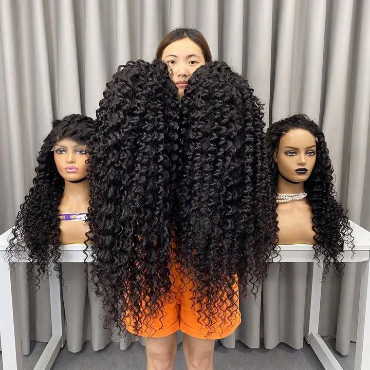 Парики для наращивания человеческих волос по лучшей цене, бразильские кудрявые парики с глубокой волной, фронтальные парики на сетке 360 Hd для черных женщин
