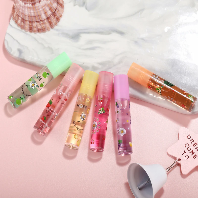 Fruit Lip Gloss Little Flower Daisy Transparent Colorless Lip Oil Lipstick Moisturizing Hydrating Lip Care