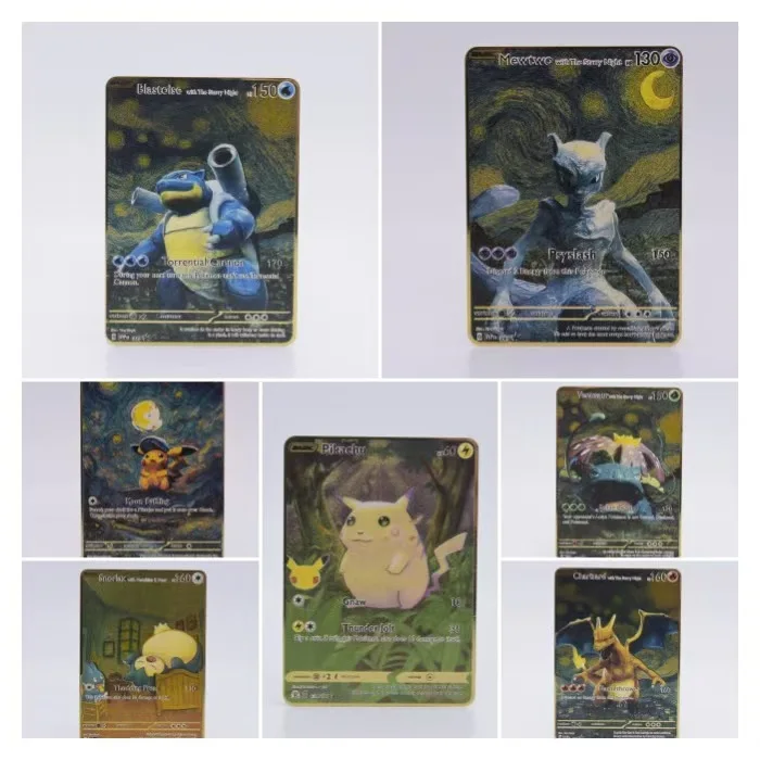 Китайский производитель дешевая цена изготовленная на заказ Pikachu Золотая фольга металлическая оригинальная первое издание торговая игра покемонированная карта