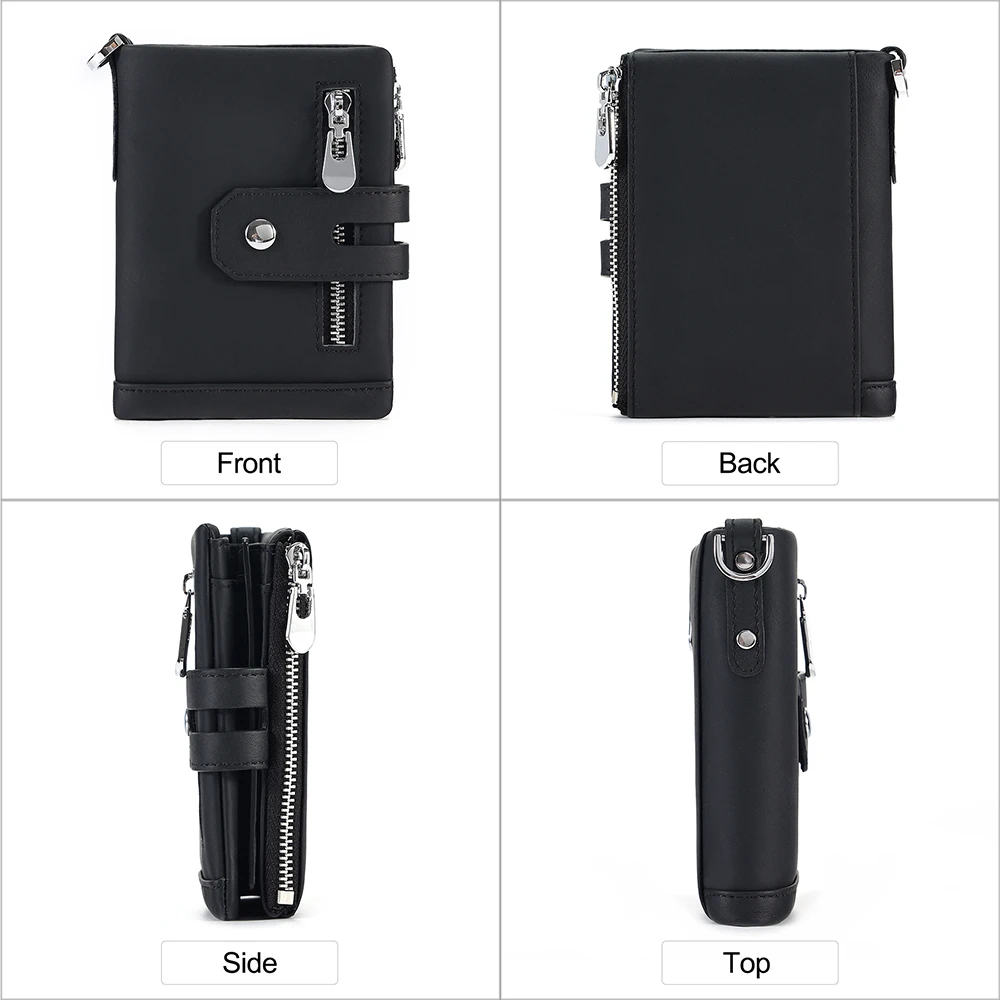 100% Genuine Leather Male Purses With Zip Coin Pocket Men Wallet And Card Holder Wallets Leather Men