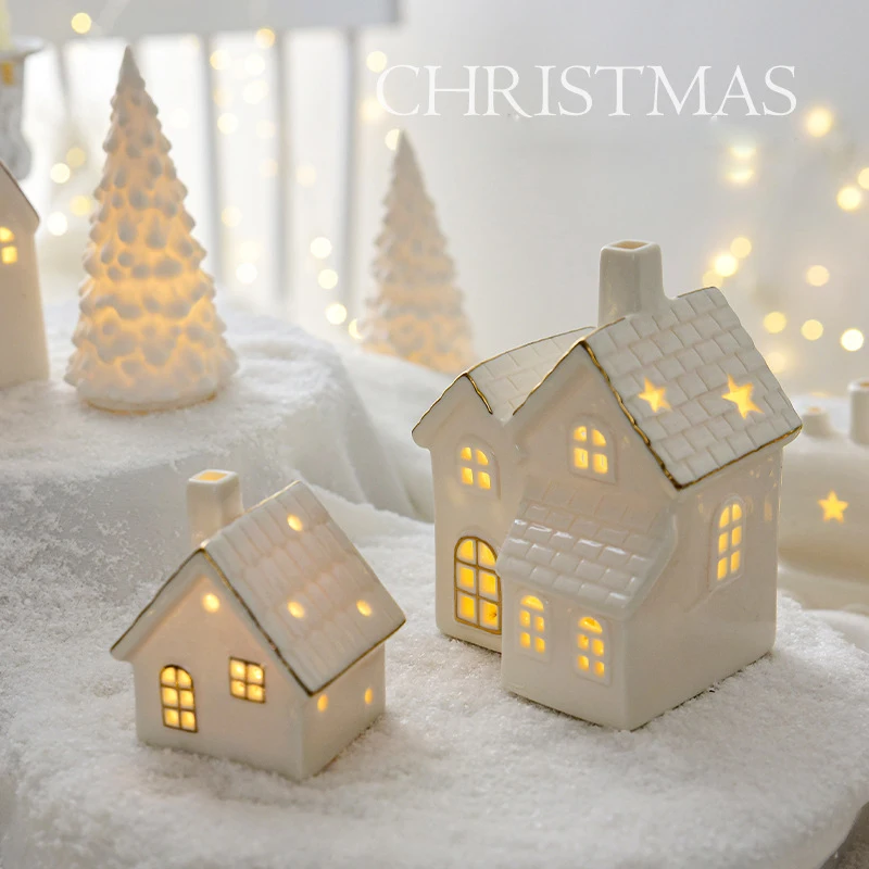 Table Decoration Christmas Xmas Ornament Ceramic Xmas Statues Decor Desktop Home Decoration Items Christmas