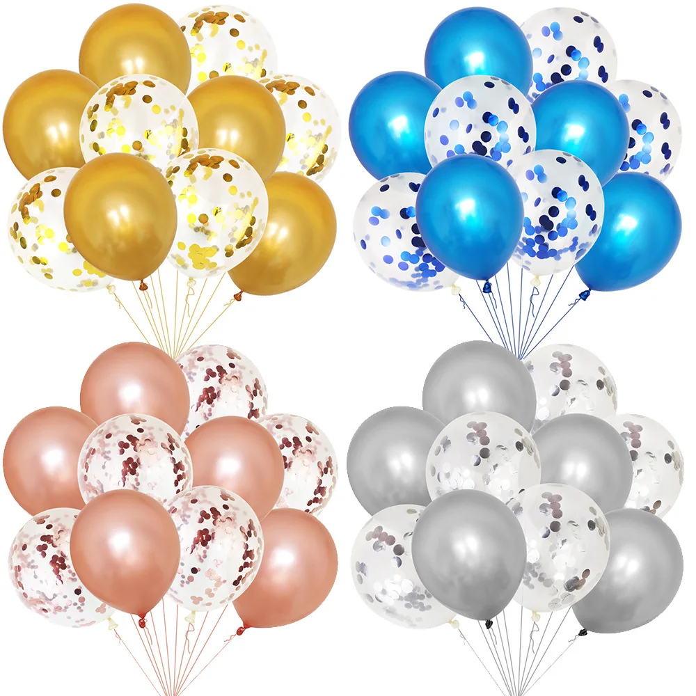 10pcs/lot 12 inches Glitter Confetti Latex Balloons Romantic Wedding Decoration Baby Shower Birthday Party Decor Air Balloons