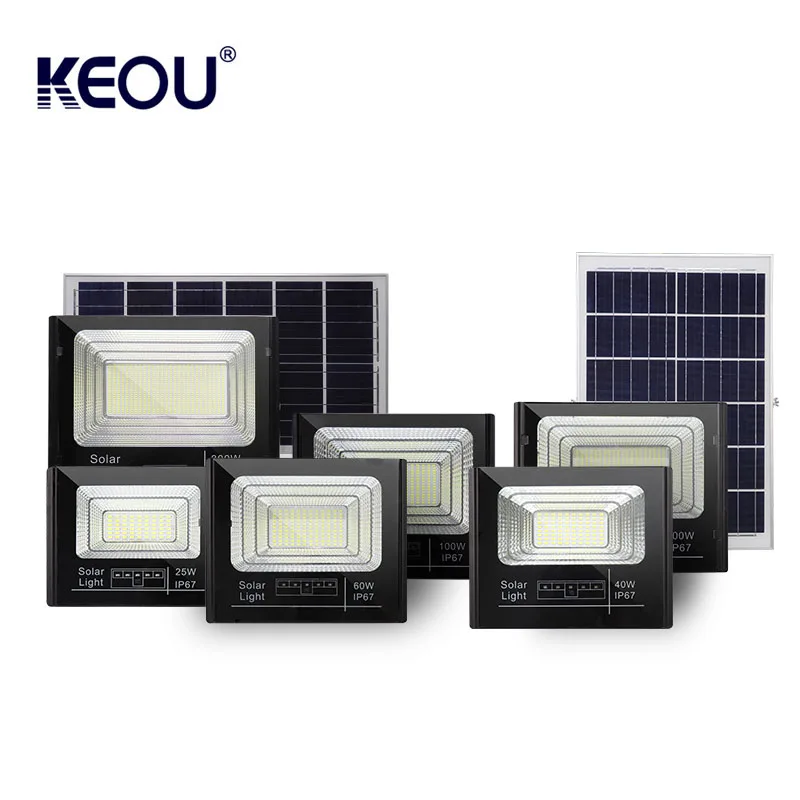 KEOU IP66 25W 40W 60W 100W 200W 300W Projecteur Solaire Led Exterieur