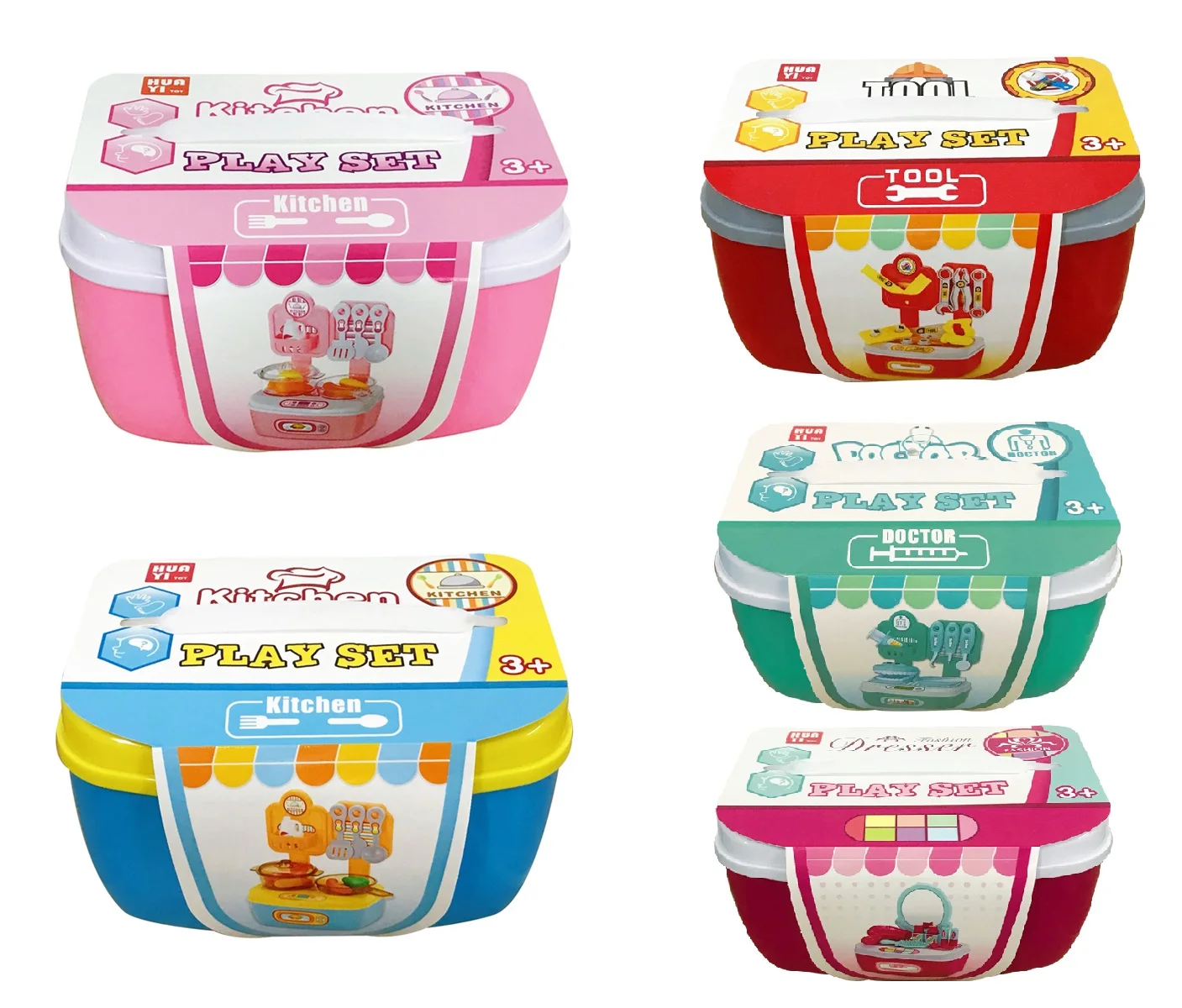 Educational Children  Mini Kitchen Toys Children DIY Mini Cooking doctor beauty tool kinds Toys DIY pretend play party game