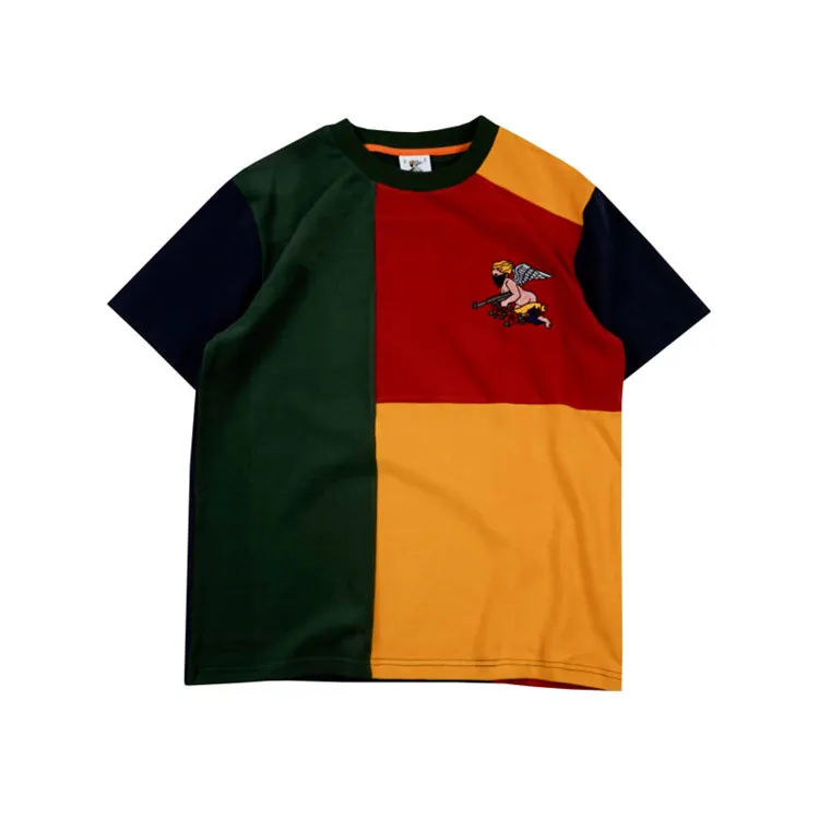 
Customized Striped Embroidery Cotton And Polyester Animal Printed Patchwork Casual Vintage Retro washed Round Neck Tees T Shirts 