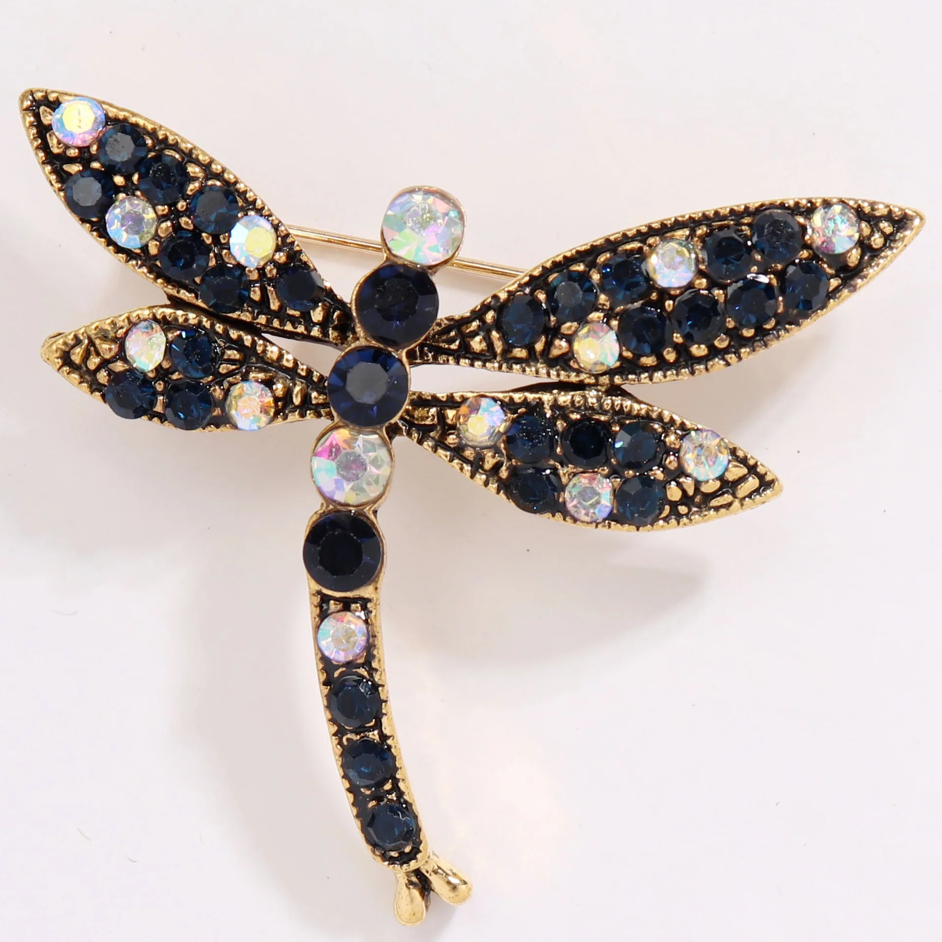 Insects Retro Oil Drop Dragonfly Corsage High-grade Rhinestone Bee Brooch Pin Crystal Brooch