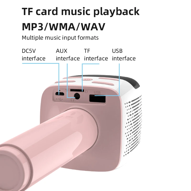 H56L Karaoke Mic and Speaker Microphone Karaoke  Speakers with Sound Card Function Wireless Mike Karaoke Microphone for Home Par