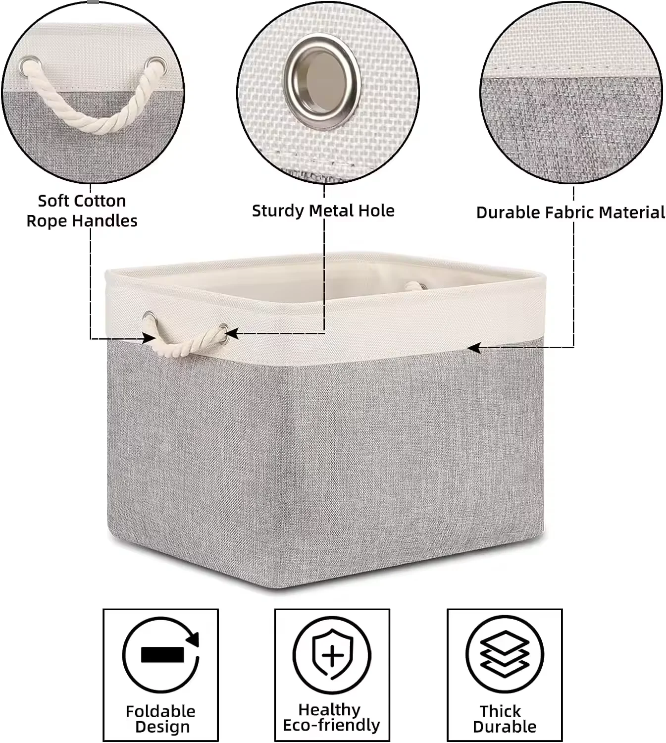 Linen Fabric Foldable Clothes Hamper Washable Clothes Storage Basket with Handle Foldable Laundry Basket With Sorting Cards
