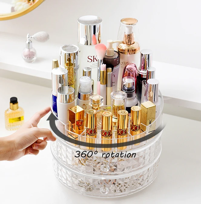 High Quality Large Brush Holder Acrylic Make Up Brush Lipstick Cosmetic Organizer Case 2 Layer Drawer