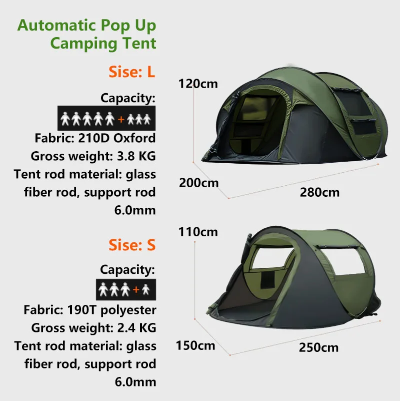 Wholesale Prefab Houses OT2202 2-4 Person High Quality Automatic Waterproof Pop Up Outdoor Camping Tent tentes de camping