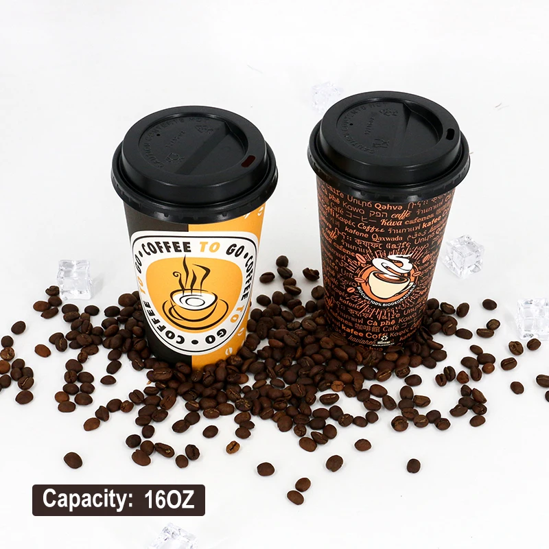 Custom printed double wall paper coffee cup disposable white 16oz hot espresso paper cups