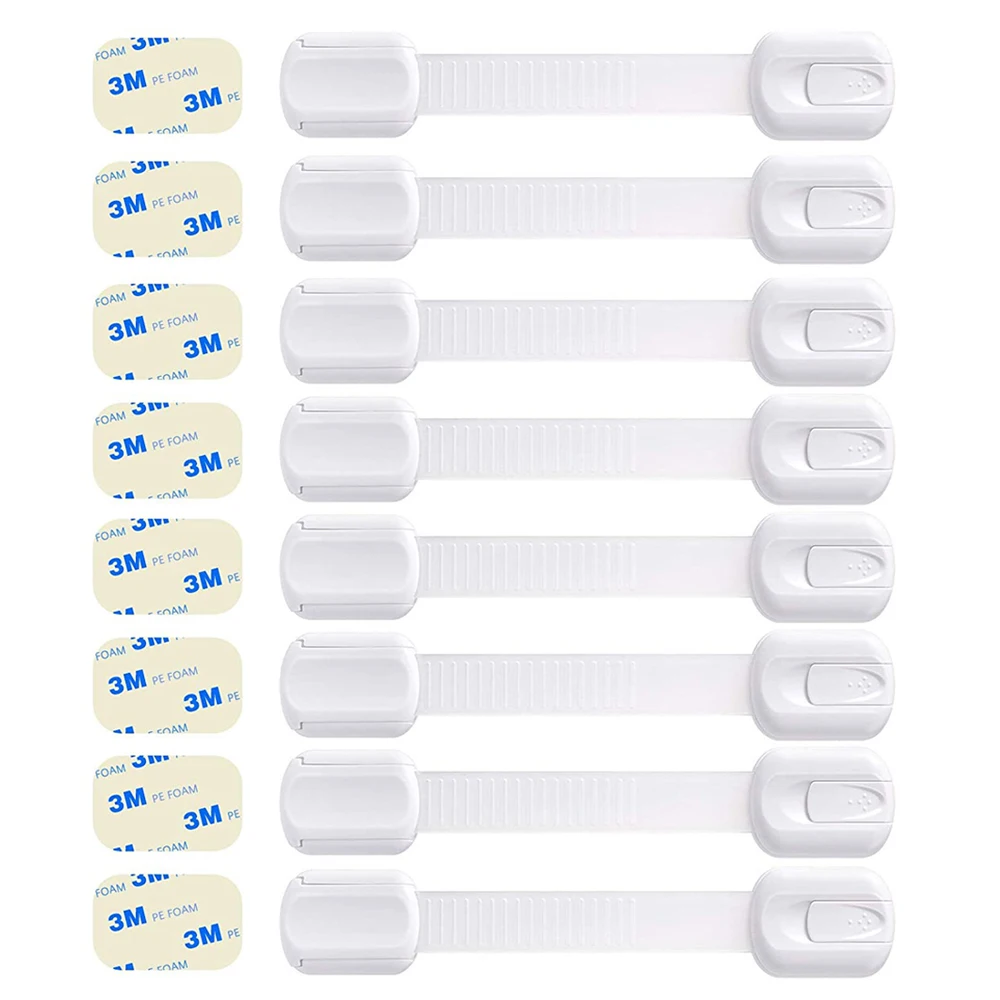 Baby Safety Locks 6 Pack Child Proof Cabinet Lock Adjustable Strap Safety Fridge Freezer Safty Safe Proof Baby Drawer Latch Lock