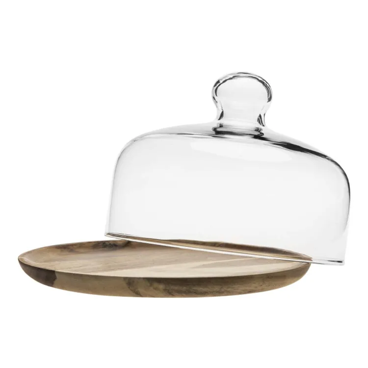 8 inch lead-free glass lid for cake food plate with glass lid Cake cover Dessert Round Centerpiece Glass Dome With Lid