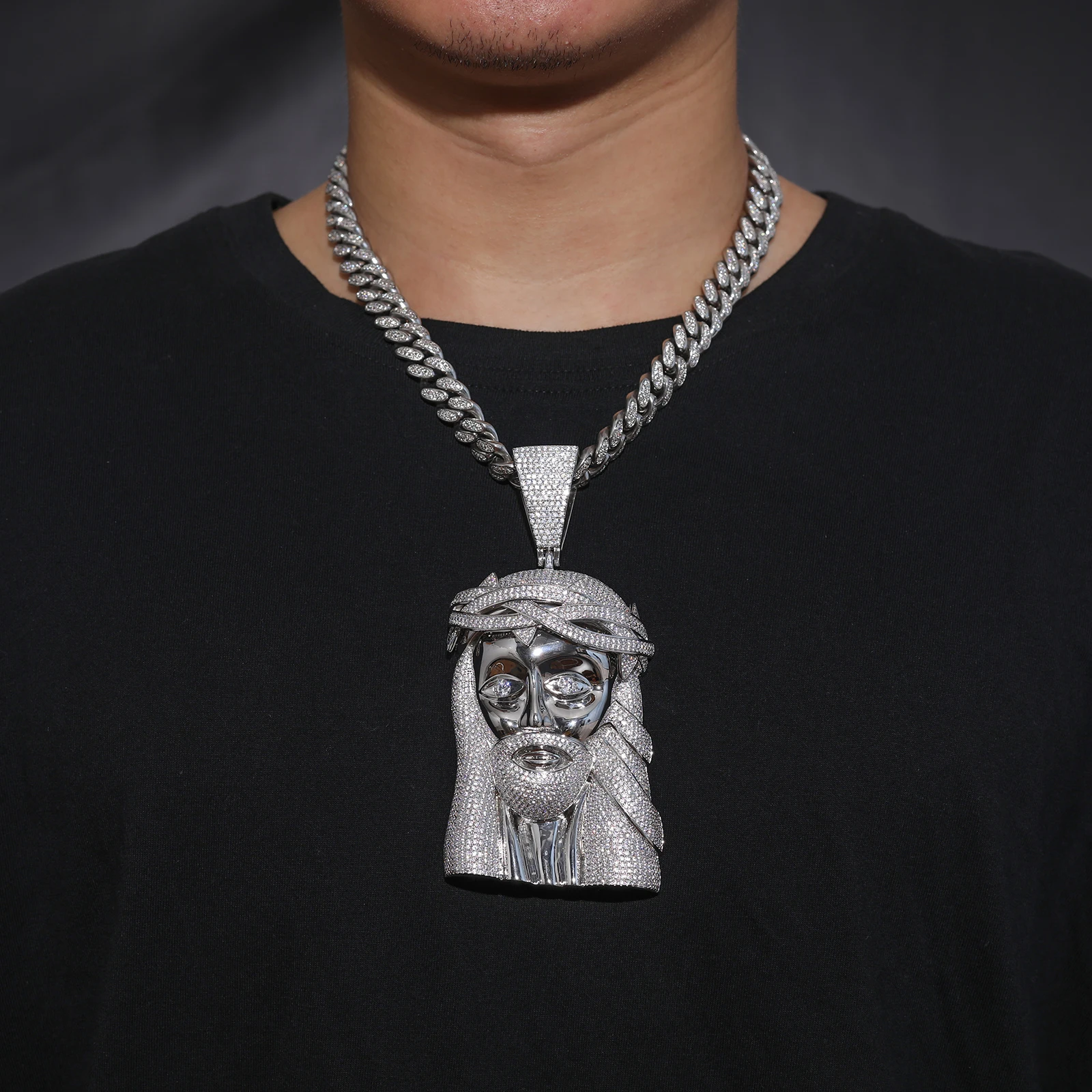 Dropshipping USA Stock Hip Hop Jewelry 18K Gold Plated Brass Micro Paved AAAAA CZ Diamond Iced Out Big Size Jesus Pendant