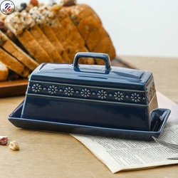 On Sale Porcelain Rectangular Shape Ceramic Butter Dish With Lid Butter Keeper Storage