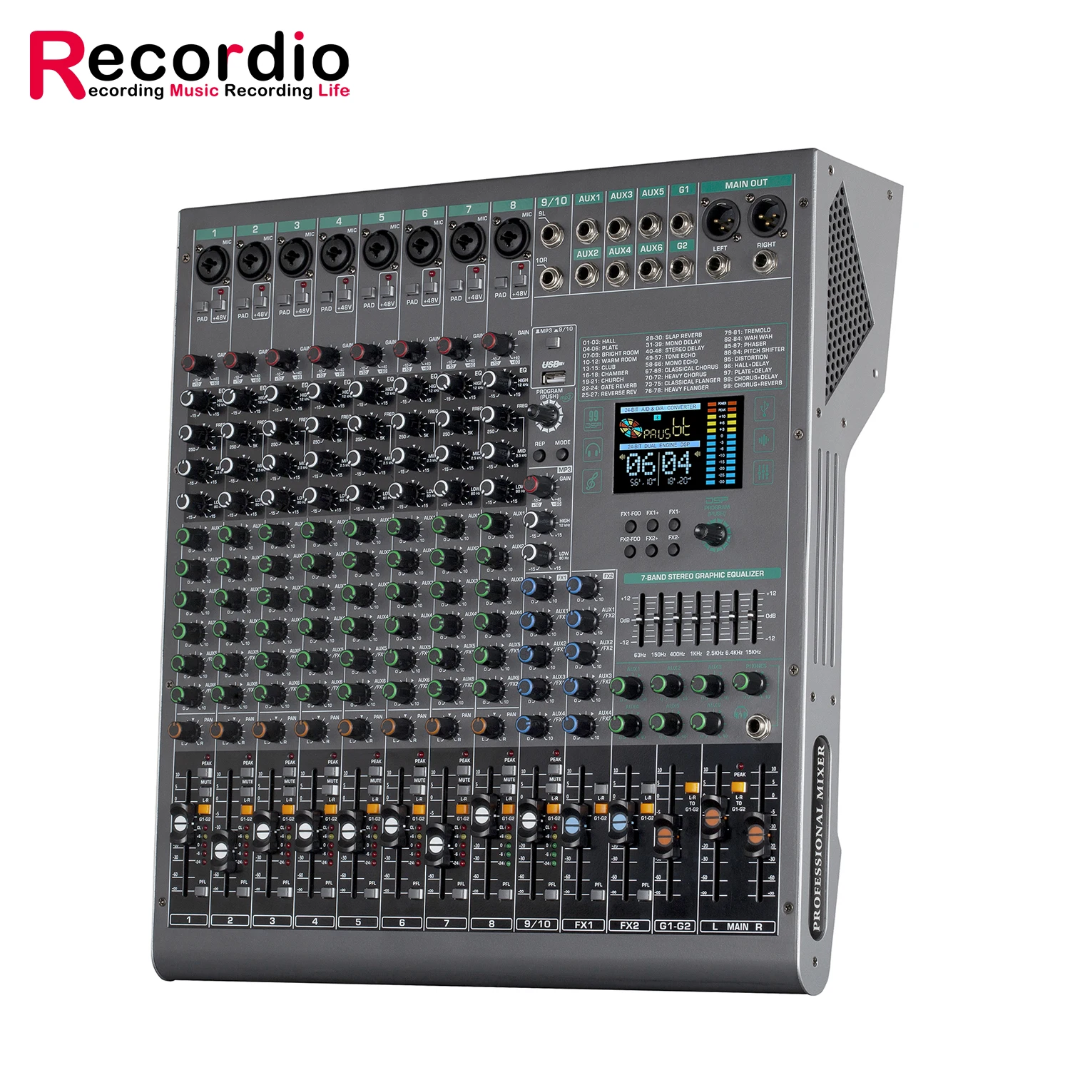 GAX-DM10 новейший дизайн 10-канальный сценический Профессиональный микшерный пульт аудио микшер звуковой контроллер 6 aux групповой функции