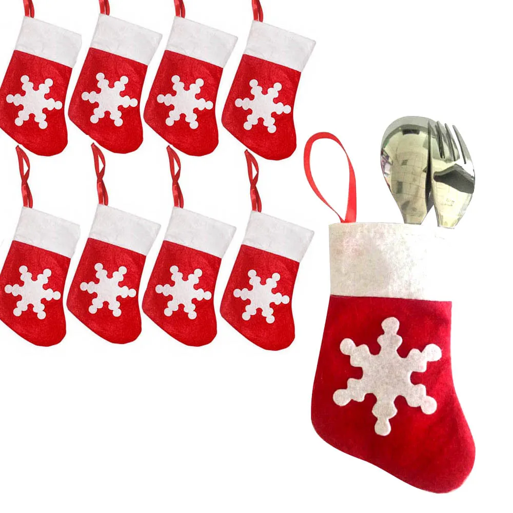 Christmas Cutlery Bag Christmas Socks Nonwoven Santa Claus Socks Christmas Tree Ornaments