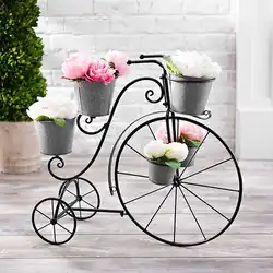 Vintage Galvanized Metal Flower Pots Holder Bicycle Planter