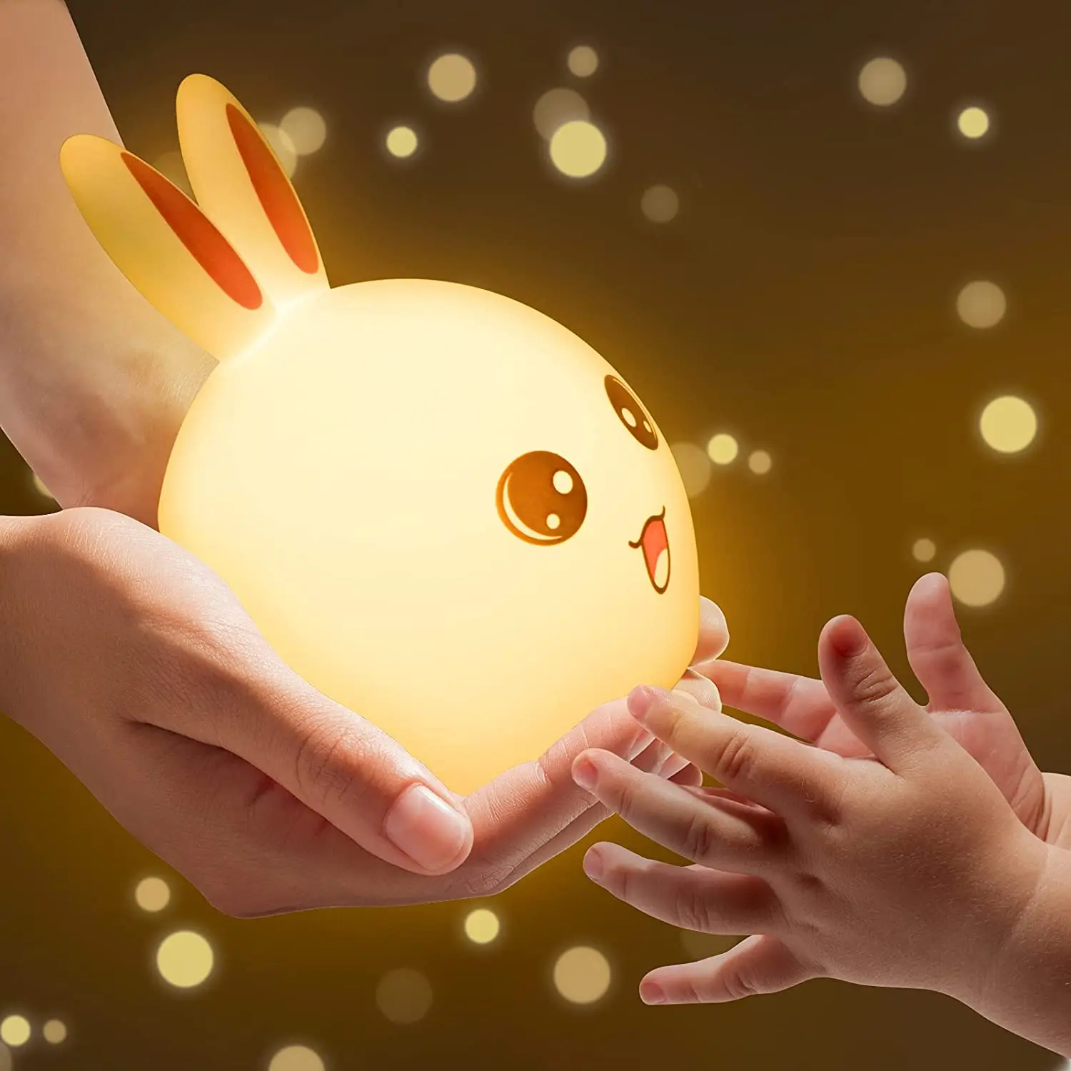 Colorlife Silicone  Bunny Shape Touch Sensor Control LED and Rabbit Silicone Night Light for kids table lamp