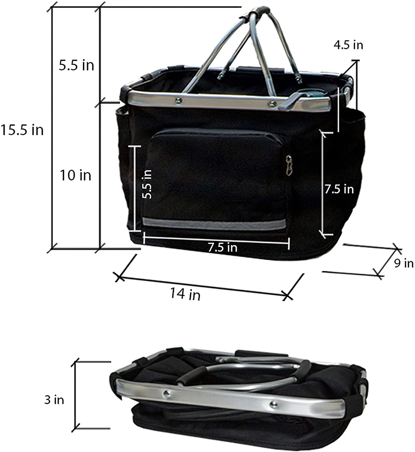 
BSCI custom Foldable Cat Dog Carrier Front Bicycle Basket Shopping Bag Bike Basket 