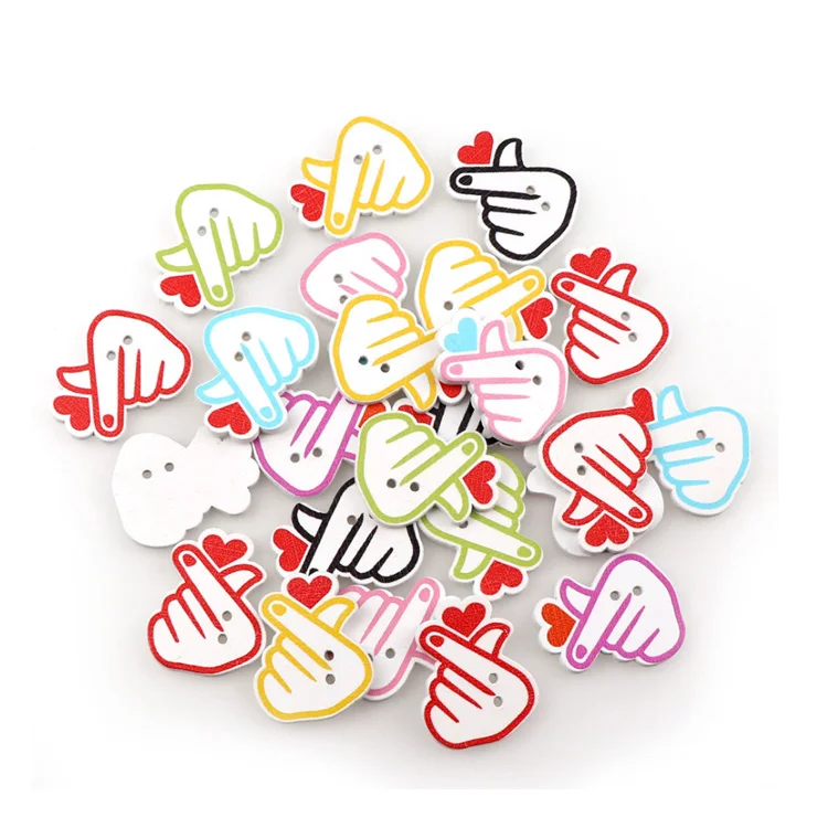 В Корейском стиле с двумя отверстиями в форме жеста для детского сада рукоделия деревянная кнопка