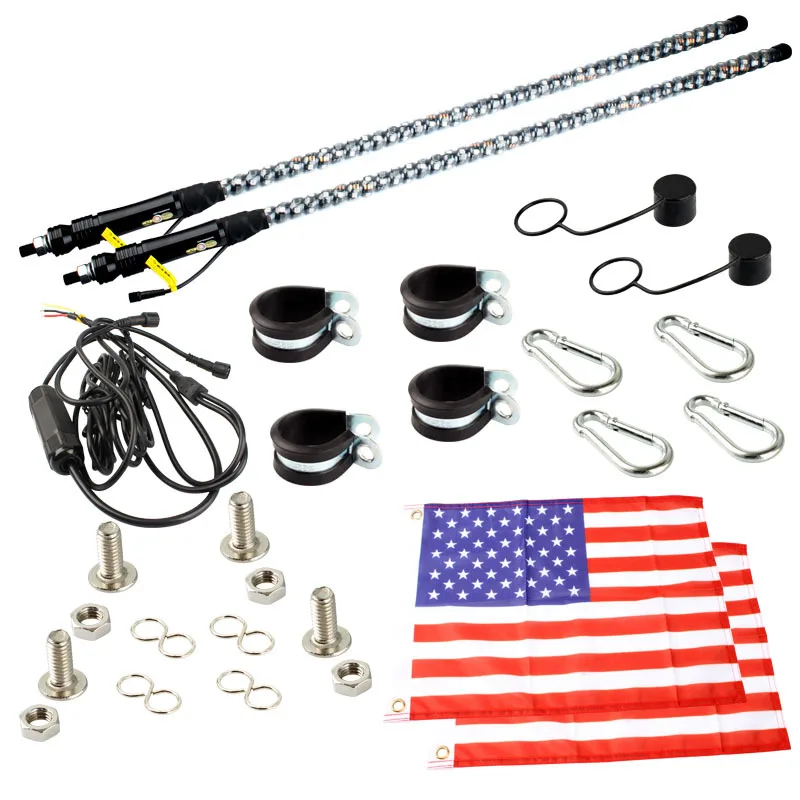 3ft 4ft 5ft 6ft LED RGB Flagpole Strip Lamp off road car whip antenna lights flag pole light for Jeep atv utv atv