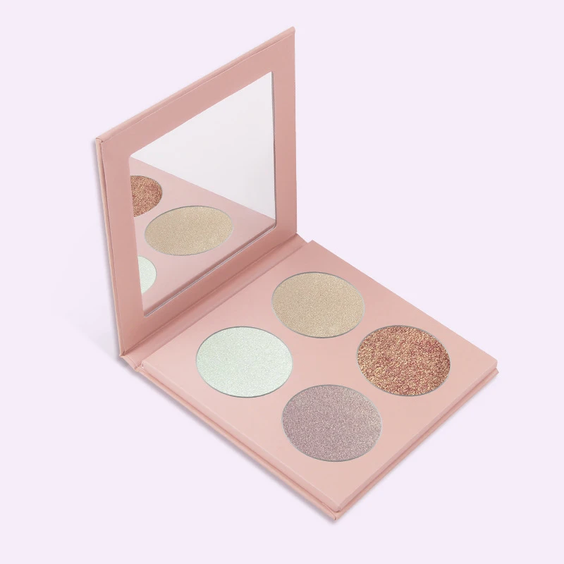 private label high pigmented 4 colors makeup contour highlight powder custom logo vegan pressed highlighter palette