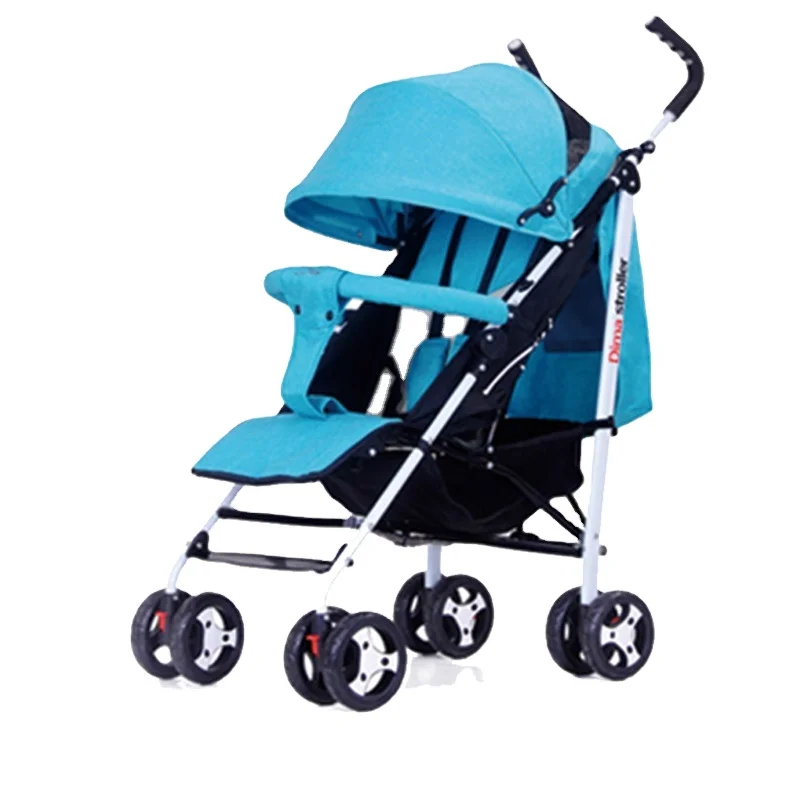Factory wholesale cheap baby stroller can be folded small size linen cloth 4 wheels good breathability baby stroller