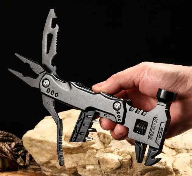 16-in-1 Outdoor Survival Multitool with Adjustable Wrench and Hammer Pliers Essential Gift for Fathers