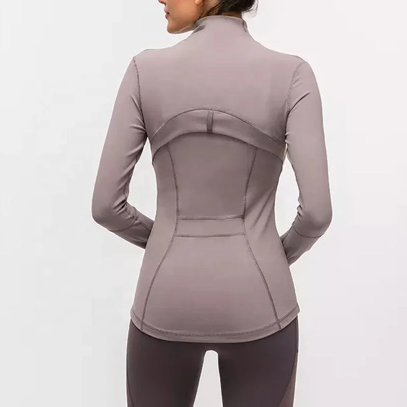 Hot Sale Zip Long Sleeve Yoga Jackets Plus Size Sports Yoga Tops Womens Running Coat Workout Wear Gym Fitness Sportswear Apparel