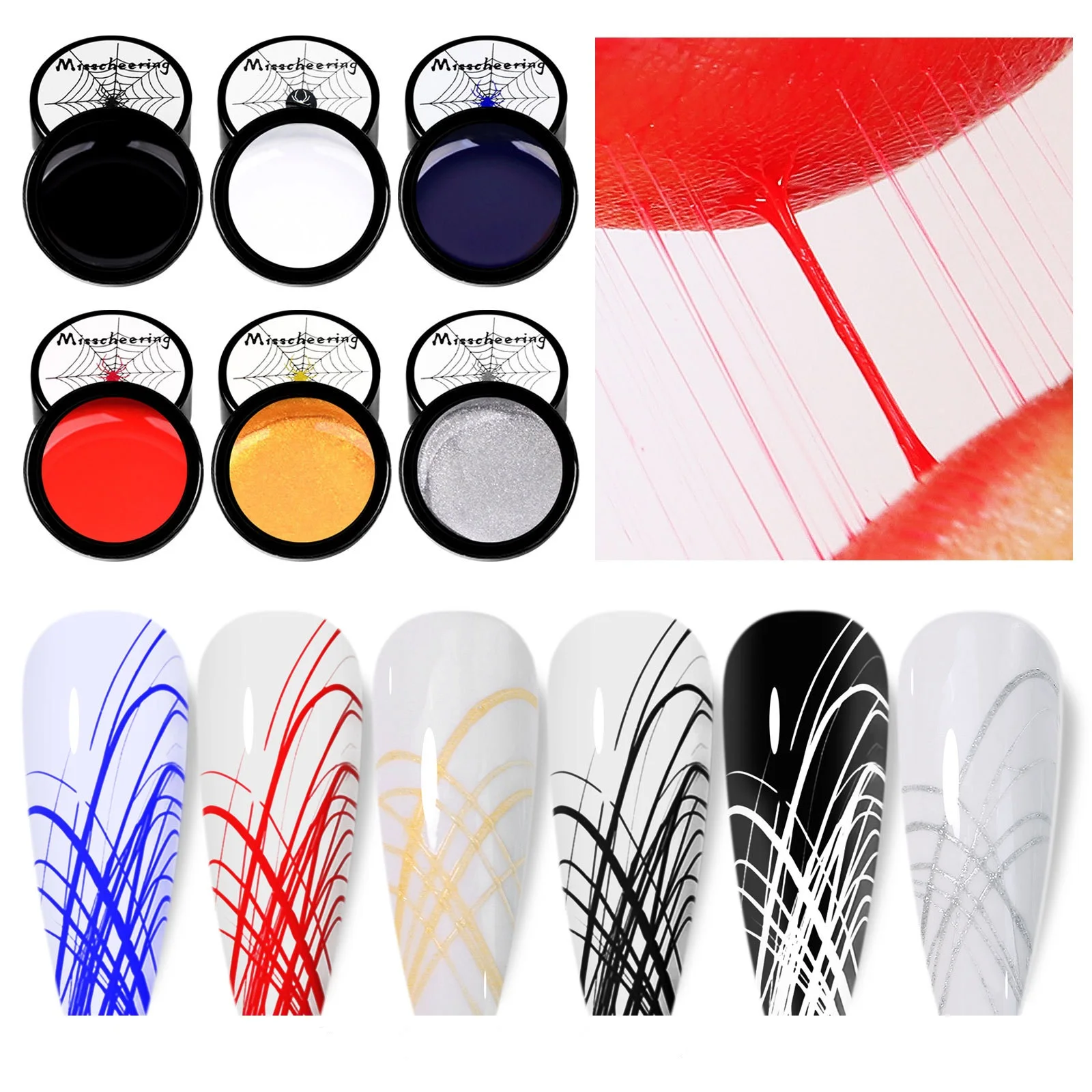 Nail Polish Spider Painting Gel Nail Art Varnish Creative Wire Drawing Glue Super Strong Stretch Lacquer Adhesive Glue Manicures