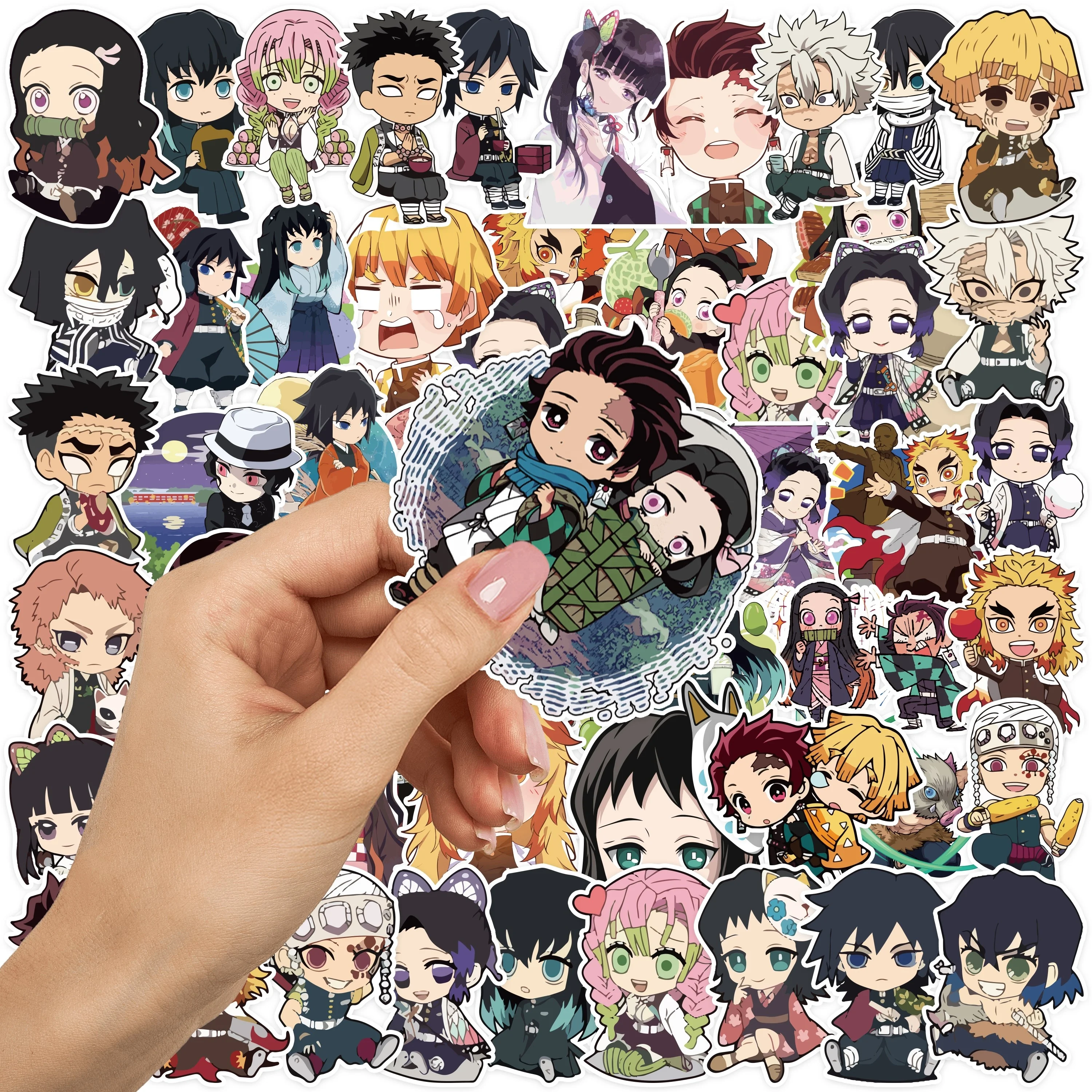 50Pcs Cartoon Cute Demon Slayer Anime Sticker For Kids Notebook Phone DIY Decor Laptop Luggage Stickers