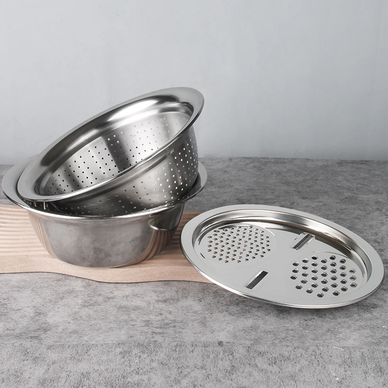 New Kitchenwares Fruit Vegetable 3 Pcs Colander Set Stainless Steel Rice Wash Sieve Basket Strainer