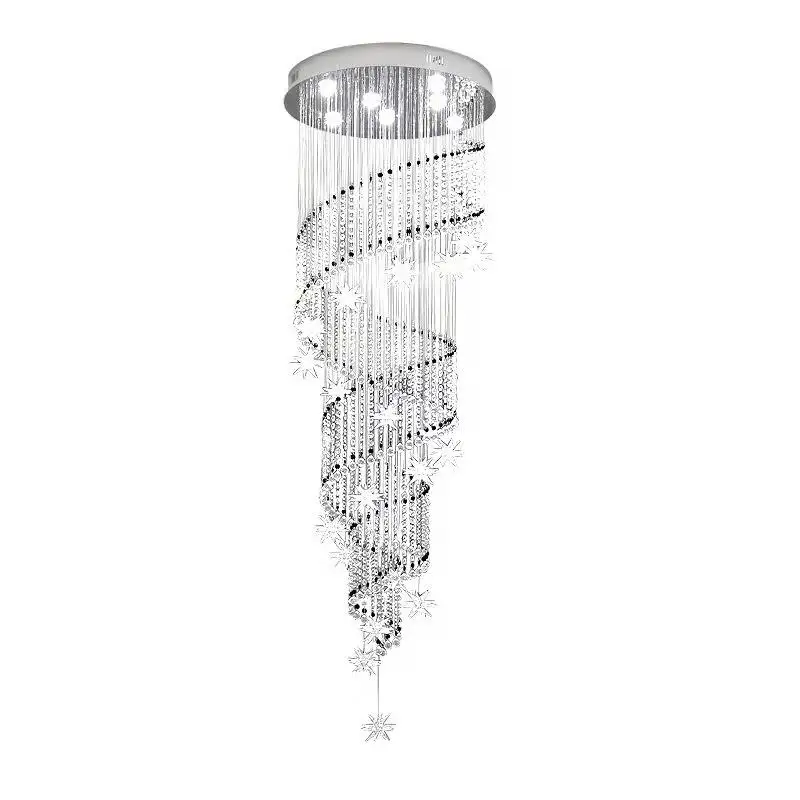 Hot Sale Villa Hotel Lobby Luxury Light Luxury Stainless Steel Crystal Lamp Staircase Lamp