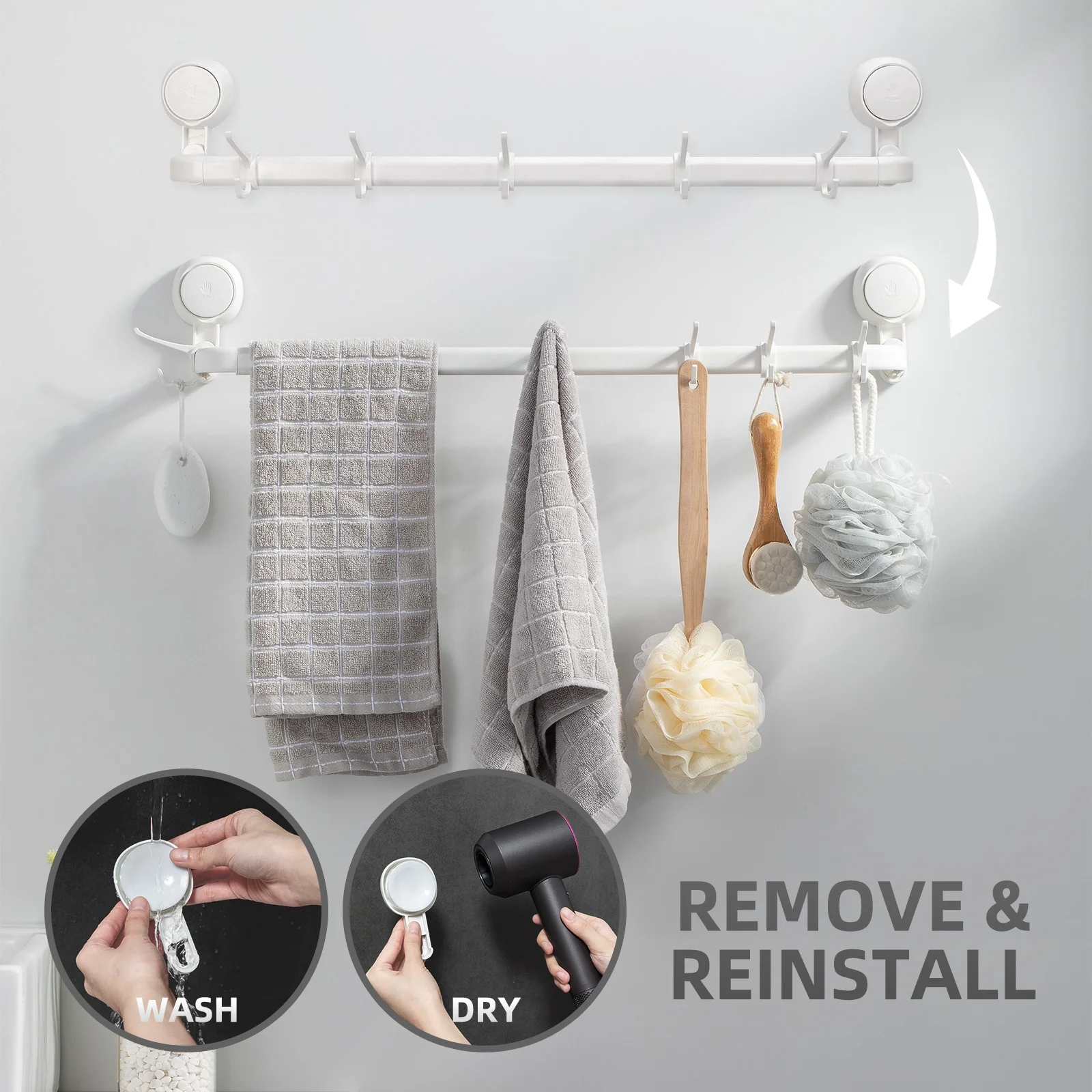 Single Wall Mounted Towel Rack Bar Hanging Holder Bathroom Accessories Bathroom Shelf with Towel Rail Bars Wall Mount Bath Rack