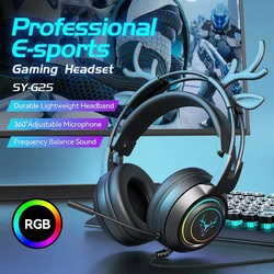 Deer Horn Antler Cat Ox Ear RGB Game Wired Headset Earphone Surround Sound Headphones