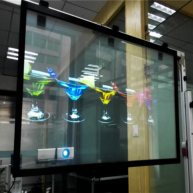 Chariot interactive rear projection film screen for advertising shop window