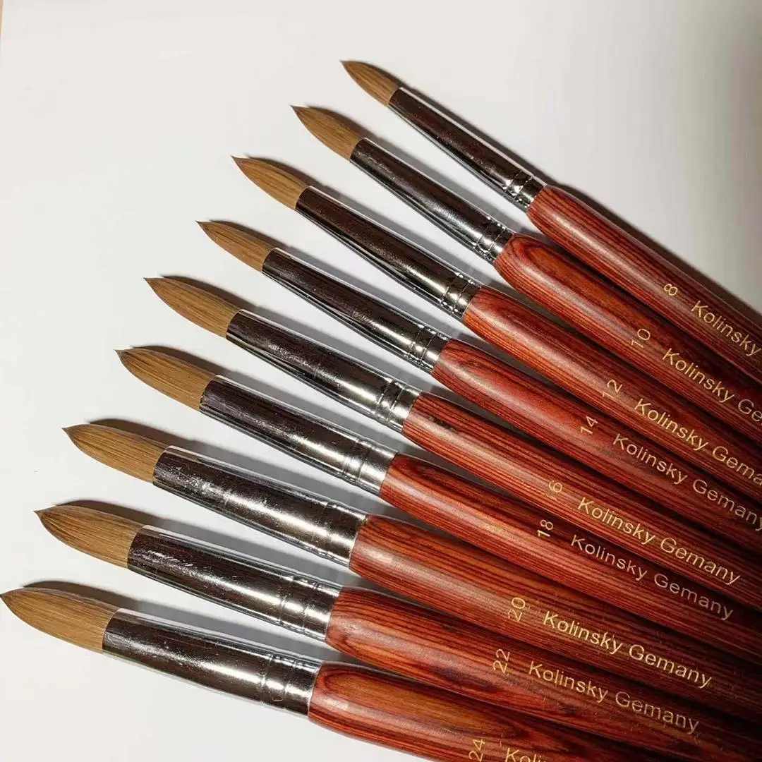 Custom Logo High quality International size 100% kolinsky sable nail brush Germany round kolinsky Acrylic Nail Brush