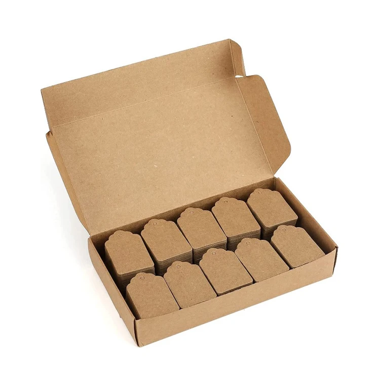 Custom Paper Perforation Gift Tags Kraft Paper Tags Label for Crafts Mini Rectangle Blank Hang Tags