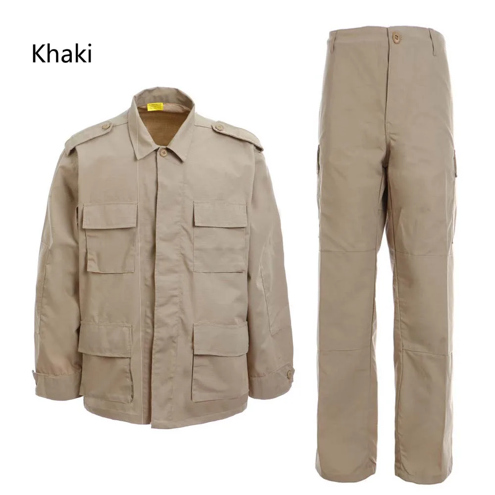 Wholesale Work Training BDU Uniforms Sets Outdoor Rip Top Khaki Camouflage Shirts Cargo Pants Men Tactical Uniform