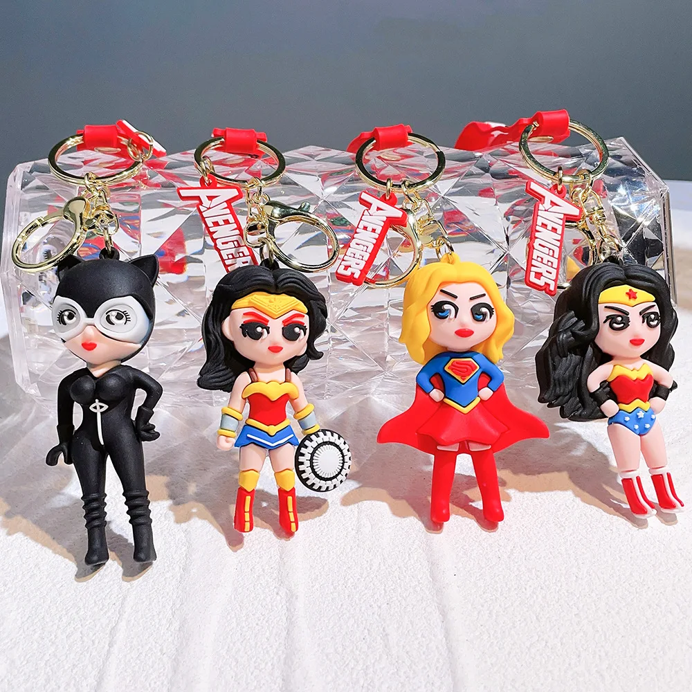 Wholesale hot selling 3D model PVC keychain cartoon suicide squad keychain superhero series keychain