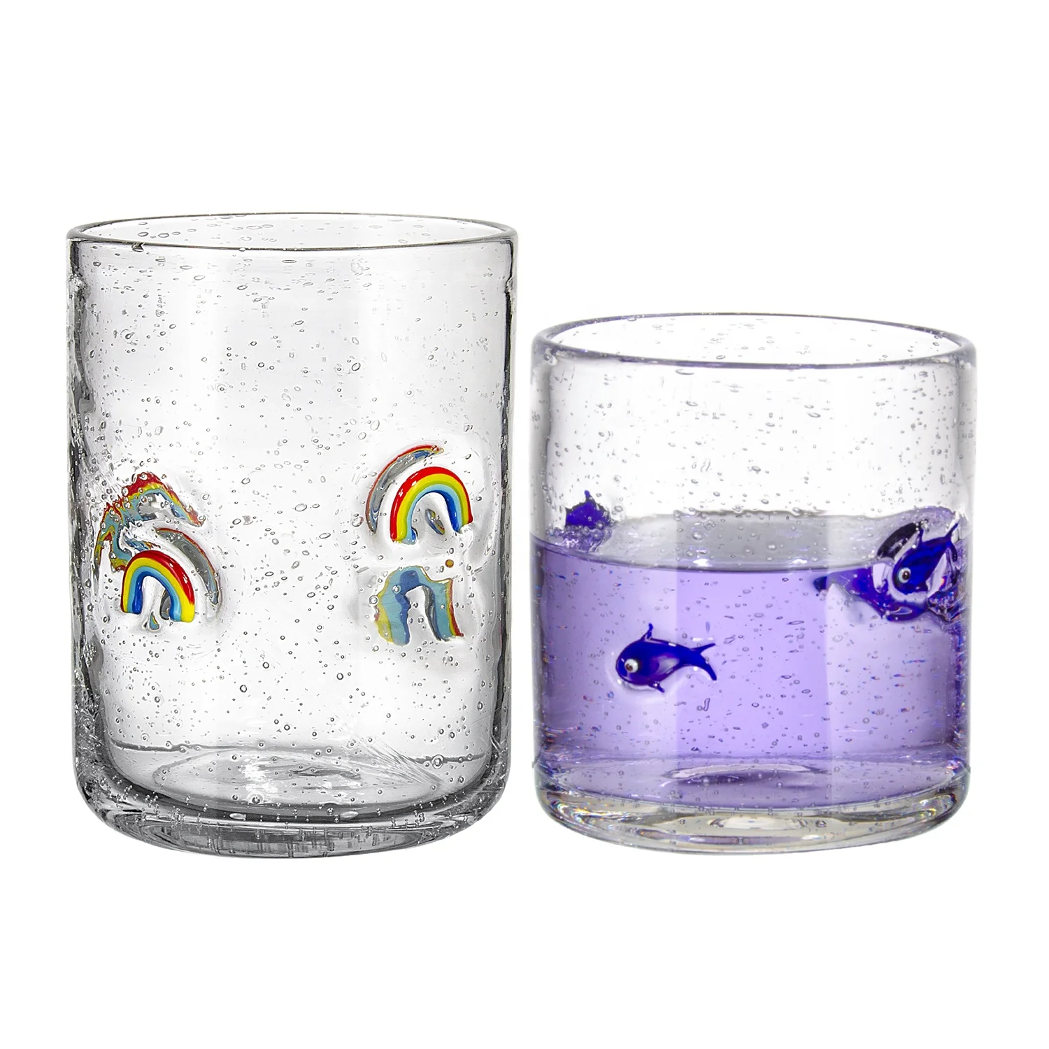 custom Mexico Creative Hand painted recyclable Bubble soda juice high ball glass water cup drinking water glasses