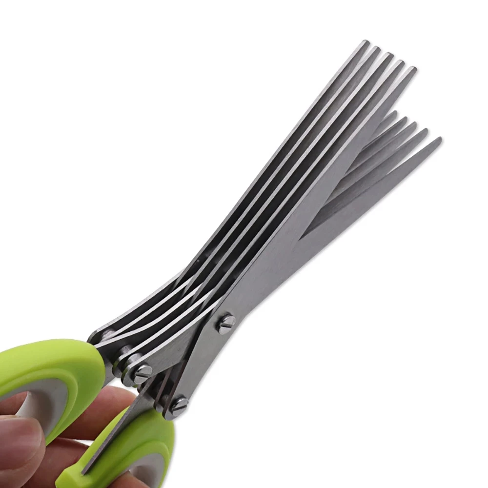 Professional Stainless Steel 5 Blades Kitchen Herb Scissors Shredder Scissors
