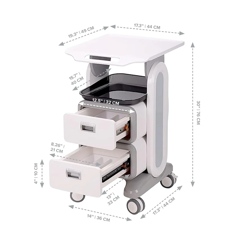 Professional Universal Utility Cart with Wheels  PMU Work Station Body Art Beauty Dental Trolley Lab Cart