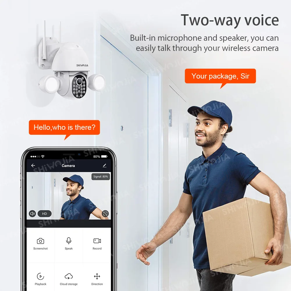 Tuya Wireless Ptz CCTV Security Kamera  Exterior Inteligente WIFI Audio 360 Alexa 1080P IP  Network camera