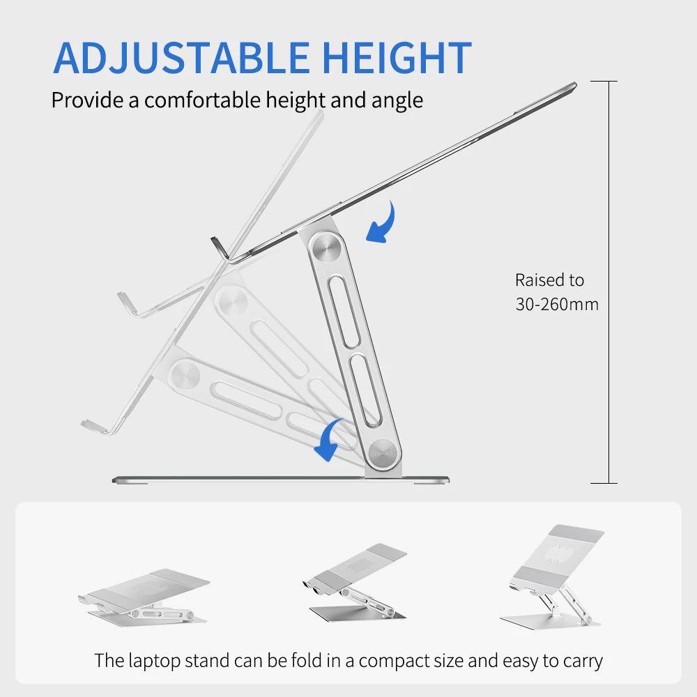 Newest Desk Notebook Foldable Height Adjustable Support Ergonomic Rack Vertical Laptop Holder With Metal Dual Layer