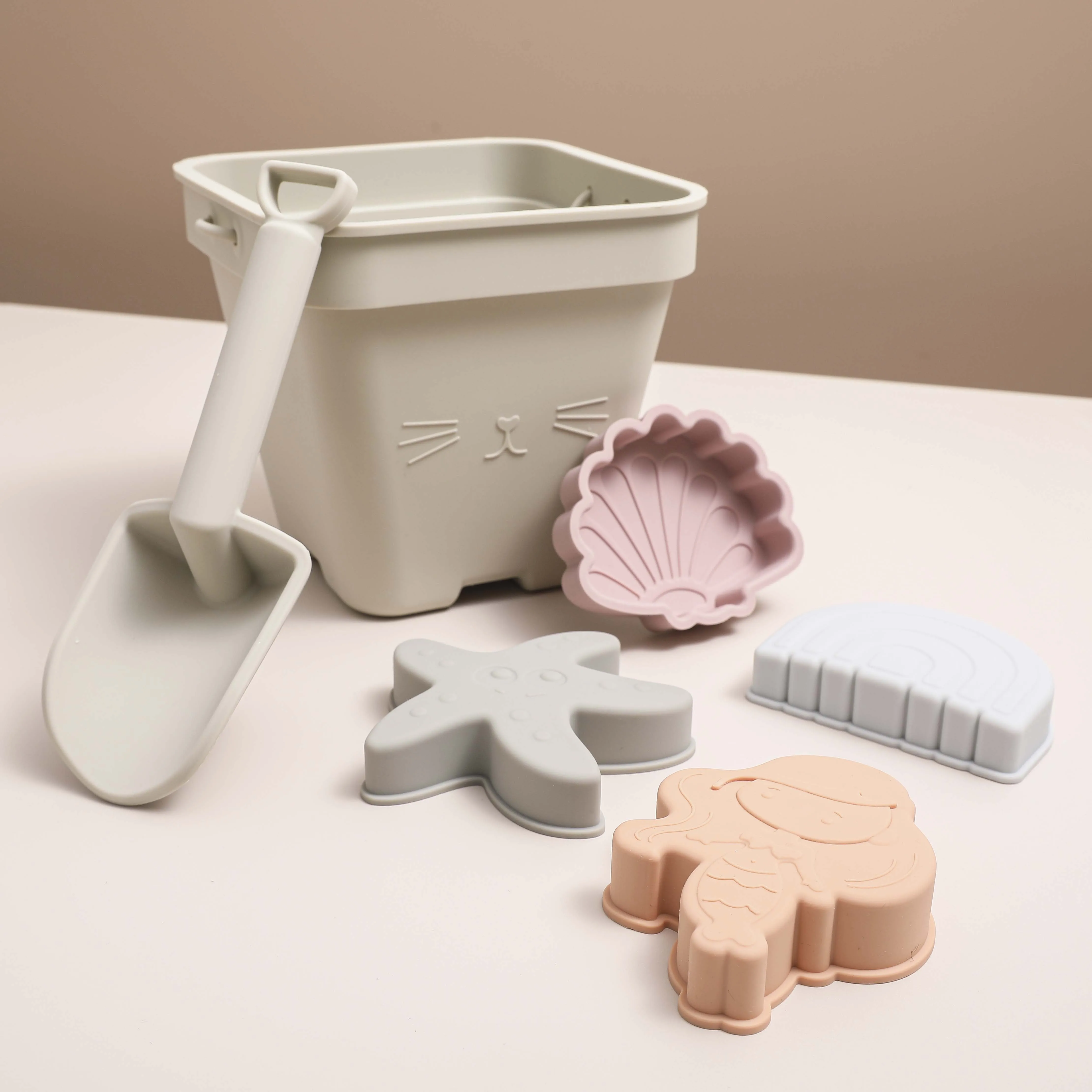 Beach Play Sets Stack Cup Silicone Baby Outdoor Bucket Toys Beach Sand Toy Bucket Set