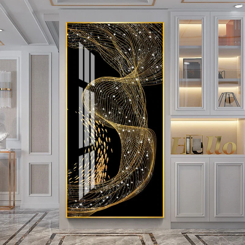 Stars Golden line Paintings 5D Crystal Porcelain Painting fish Diamond inlay Living room High-grade Home