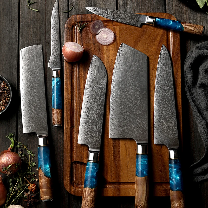 VG-10 Damascus Steel Cooking Knives set High Carbon Stainless Steel Kitchen Knife Set Chefs Knife