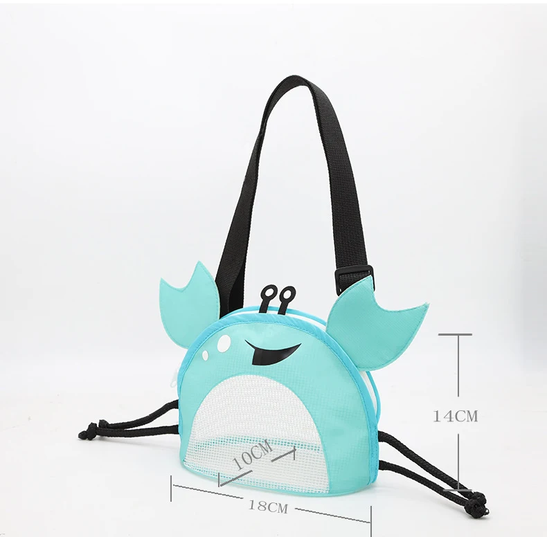 Summer Crab Children Beach Shell Bags Toy Storage Bags Durable Mesh Seashell Cross Body Bag For Kids